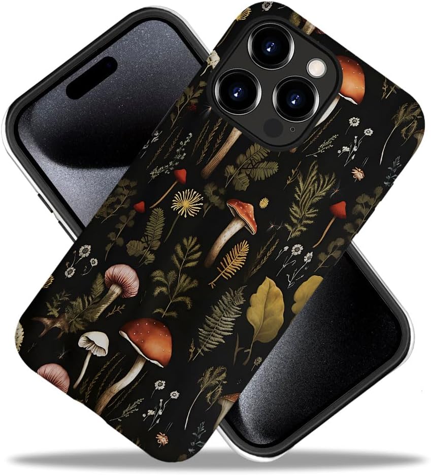 SEized Case Compatible with for iPhone 16 Pro,Vintage Mushroom Snail Daisy Leaf Phone Case for Girl Women Boy Men,Durable Protection Phone Case for iPhone 16 Pro