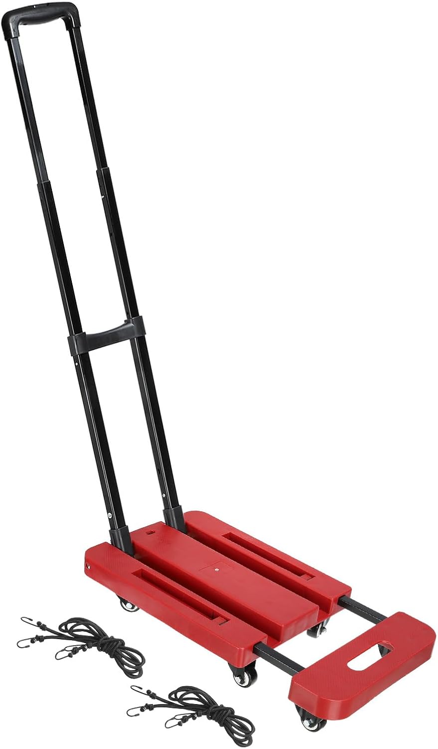 PATIKIL Folding Hand Truck, 440lb Heavy Luggage Cart Portable Duty Dolly for Moving PU Wheels & 2 Elastic Ropes Travel Shopping House Office Use, Green