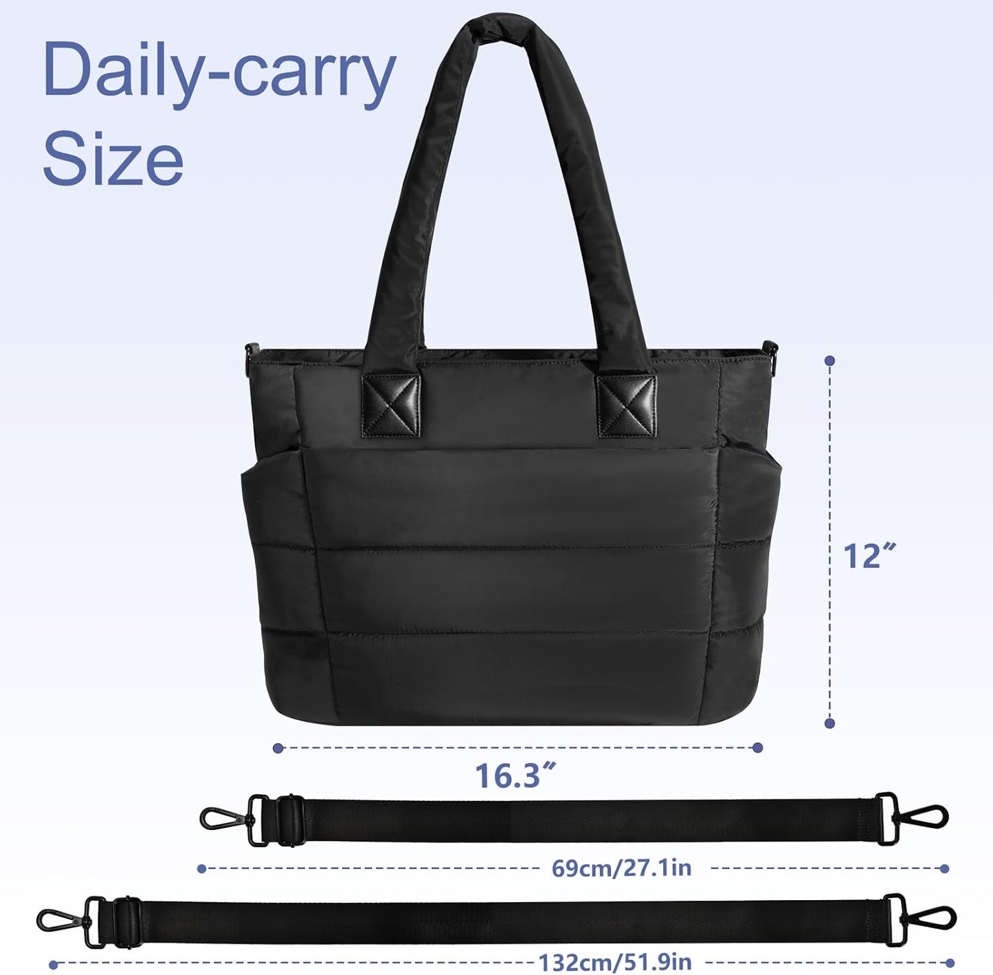 Tote Bag for Women Puffer Tote Bag Large Nurse Bags Shoulder Handbag with Zipper for Work Travel