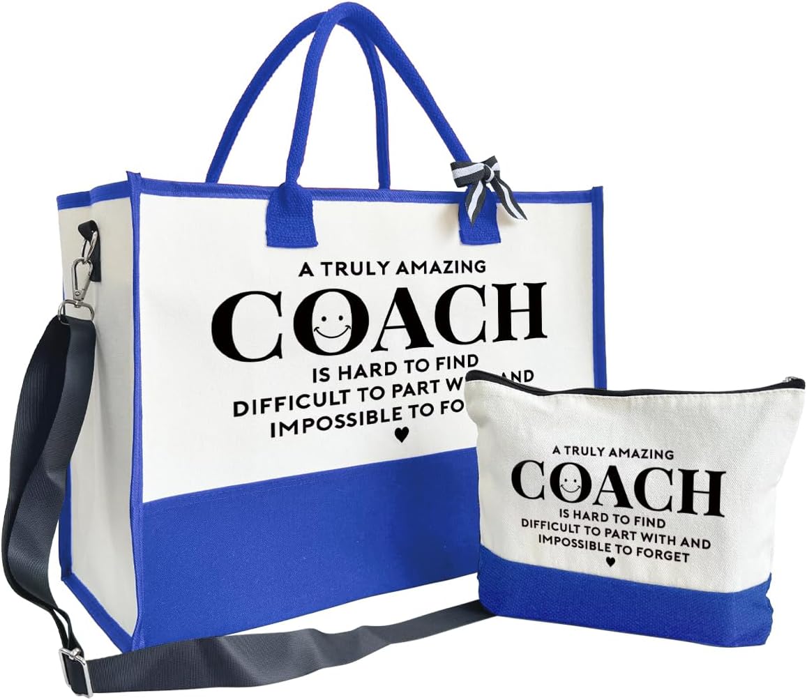 Amazing Coach Tote Bag, Women's Canvas Handbags, Shoulder Beach Bag, Thank You Gift for Female Coach, Gifts for Female Coaches, Canvas Tote Bag With Zipper, Makeup Bag G1