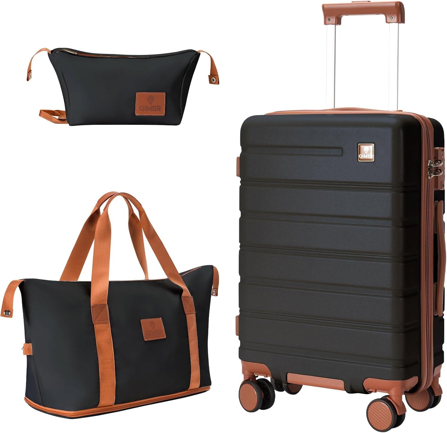 Carry on Luggage Set, 20 Inch Suitcase with 100% PC hardshell, Lightweight TSA Locks Quiet Spinner Wheels Durable Zipper, Travel Luggage for Men and Women, Y01 Beige(20"/DB/TB) Slightly Small