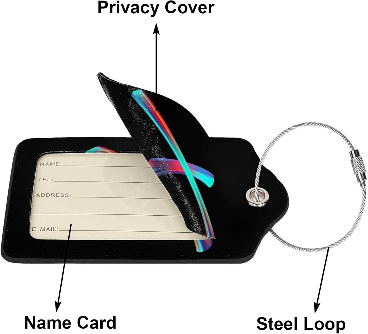 2 Pack Initial Luggage Tags for Suitcase, Colorful Letter Design Cruise Name Bag Tags, Novelty Baggage Identifiers with Full Privacy Cover, Leather ID Label for Women Men Kids Travel, Rainbow Letter X