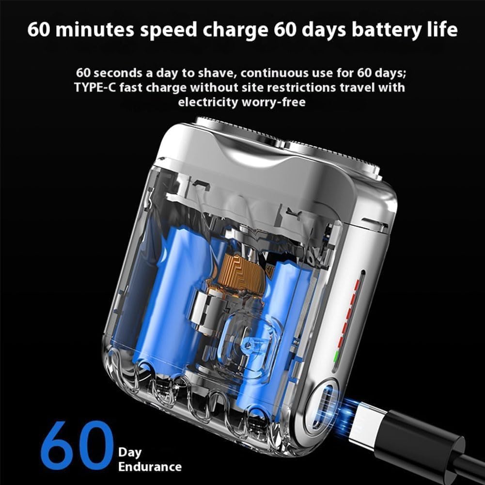 Skyworl Mini Shaver, Beard Shavers Portable Suitcase Design, Mini Portable Electric Shaver for Men Waterproof, Fast Charging Long Battery Life Double-Ring Magnetic Cutter (Blue)