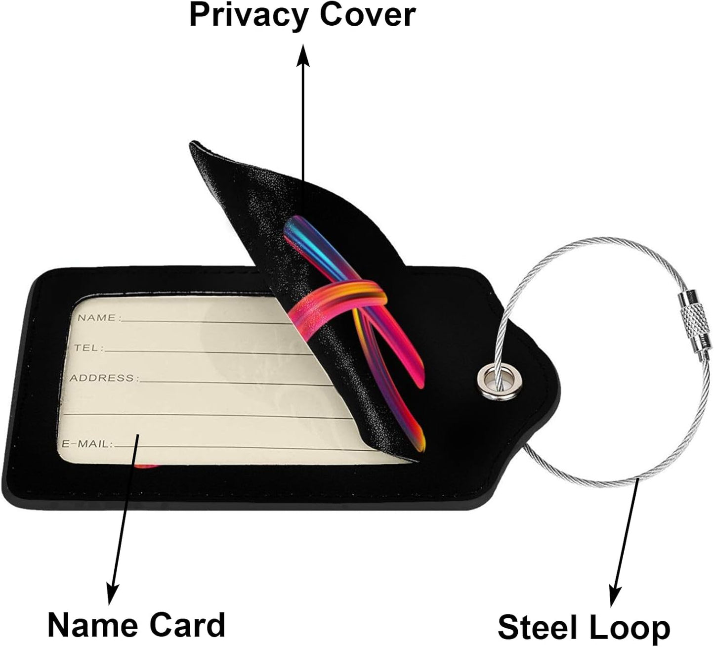 2 Pack Initial Luggage Tags for Suitcase, Colorful Letter Design Cruise Name Bag Tags, Novelty Baggage Identifiers with Full Privacy Cover, Leather ID Label for Women Men Kids Travel, Rainbow Letter K