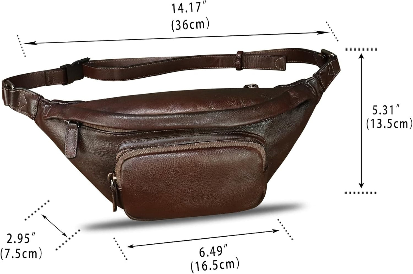 Genuine Leather Fanny Pack for Women and Men Real Leather Crossbody Sling Bag Fashion Waist Bag Chest Purse Pouch (Coffee)