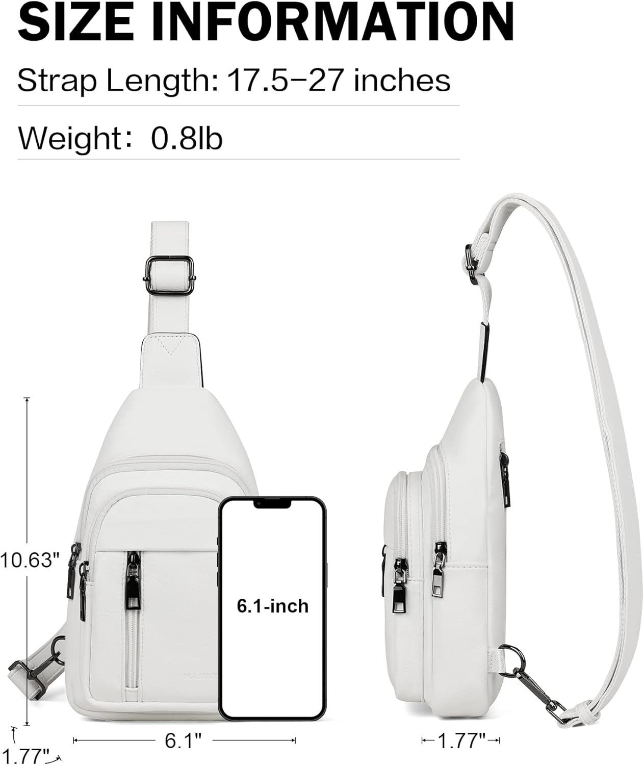 MASINTOR Sling Bag for Women - Crossbody Bags Fanny Pack with Vegan Leather - Adjustable Sling Backack for Travel
