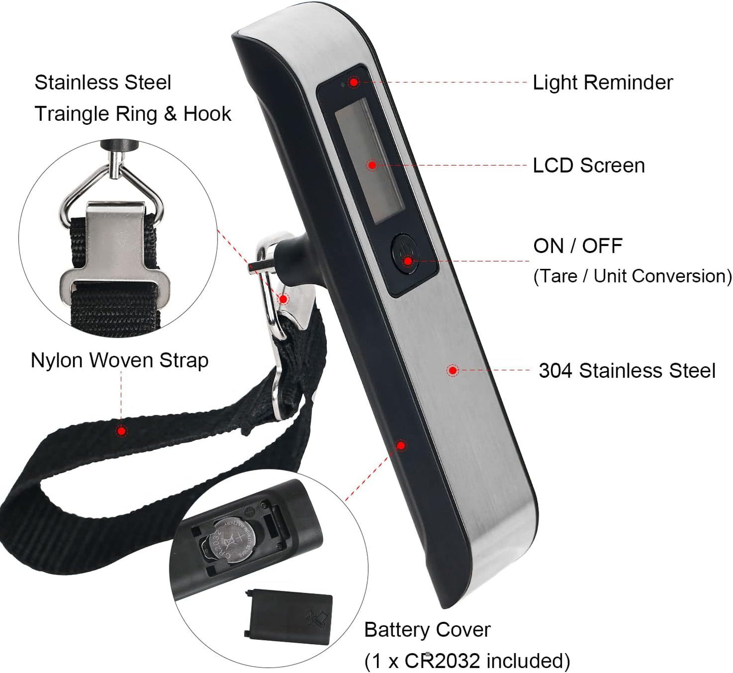travel inspira Luggage Scale, Portable Digital Hanging Baggage Scale for Travel, Suitcase Weight