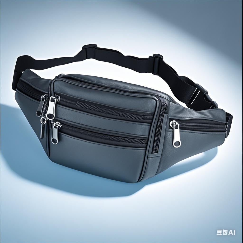 7 Pockets Leather Fanny Pack Travel Waist packs Waist Pack Suitable for Outdoor Mountaineering Travel Camping Cycling Running etc updated version Fanny packs (Black)