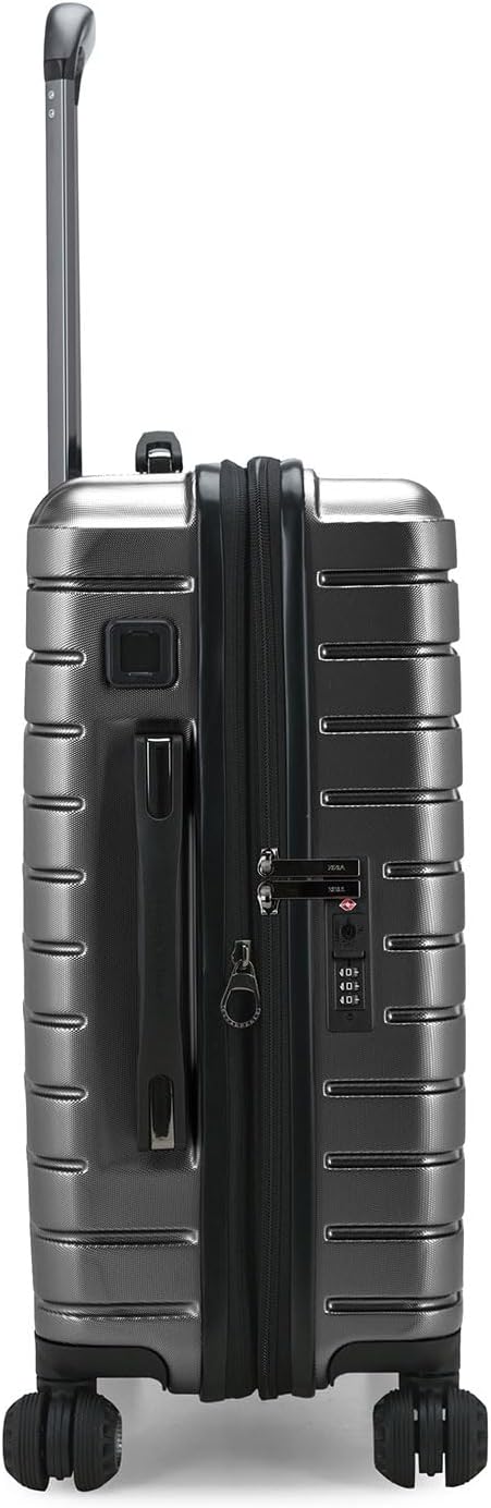Traveler's Choice Archer Polycarbonate Hardside Spinner Luggage Set, Tie Down Straps, Grey, Carry-On 21-Inch
