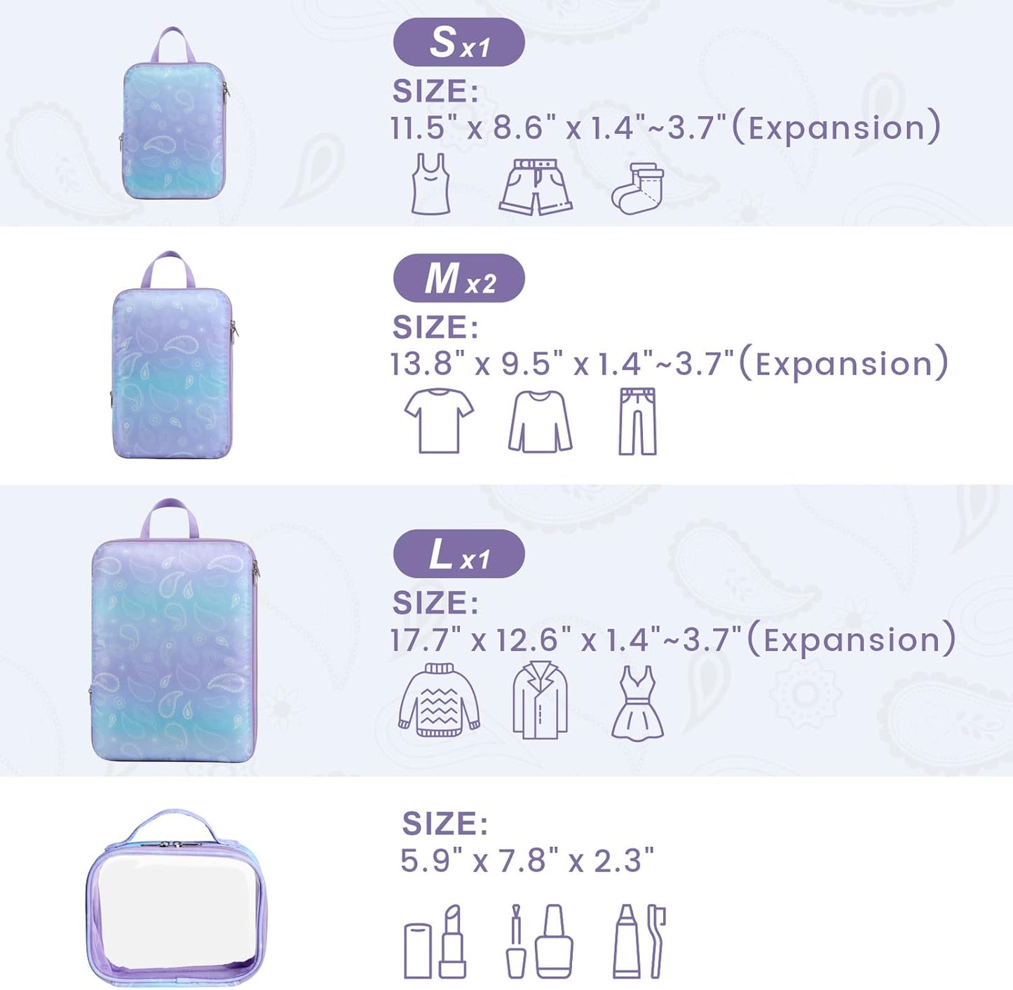 Cambond Compression Packing Cubes for Travel Women - Travel Bags Luggage Organizers Travel