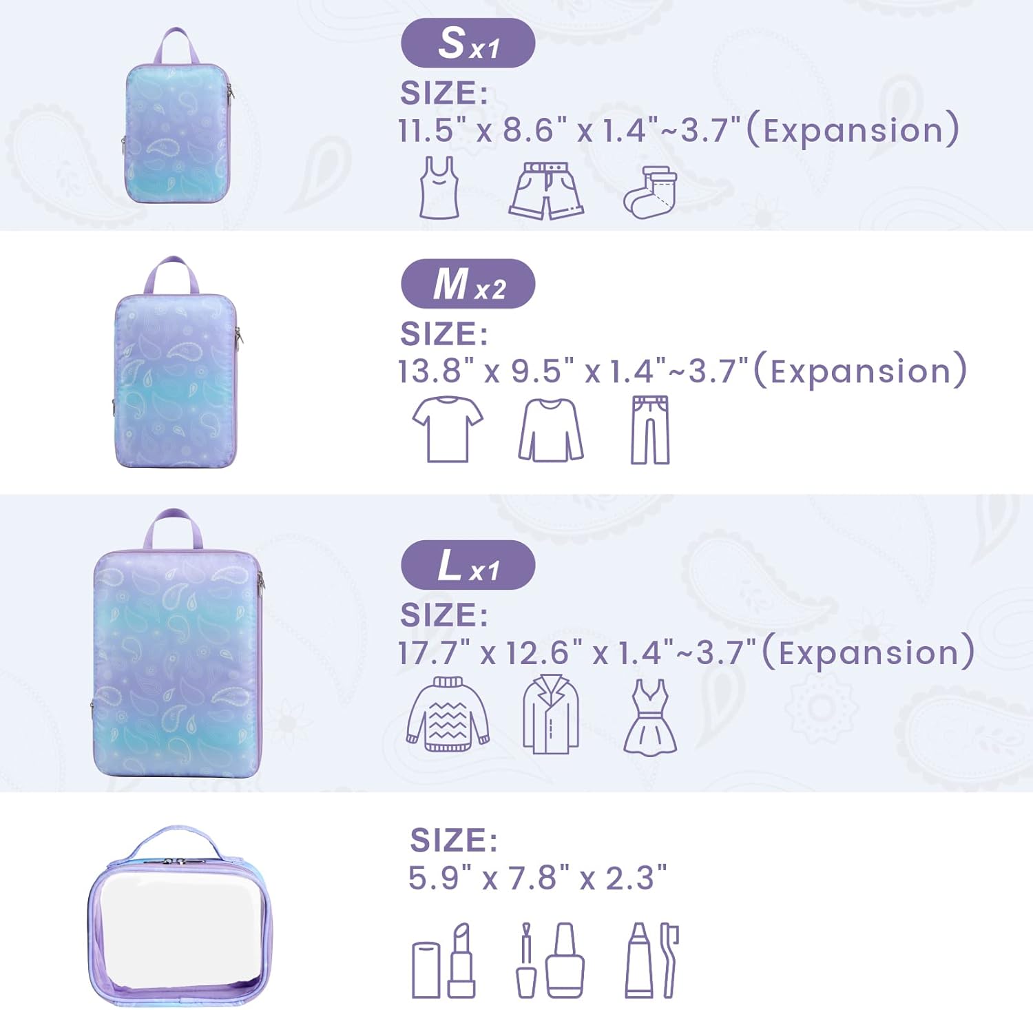 Cambond Compression Packing Cubes for Travel Women - Travel Bags Luggage Organizers Travel