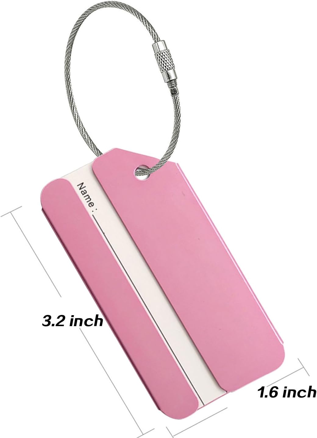 Aluminum Luggage Tags, Luggage Tag Holders for Travel Luggage Baggage Identifier by Ovener (2Pack Pink)