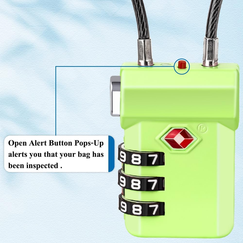 SURE LOCK TSA Approved 3-Digit Combination Luggage Locks – Open Alert Indicator, Re-settable Code with Zinc Alloy Body, Easy-Read Dials for Suitcase, Backpack, Gym Locker & Toolbox (Multiple Colors)