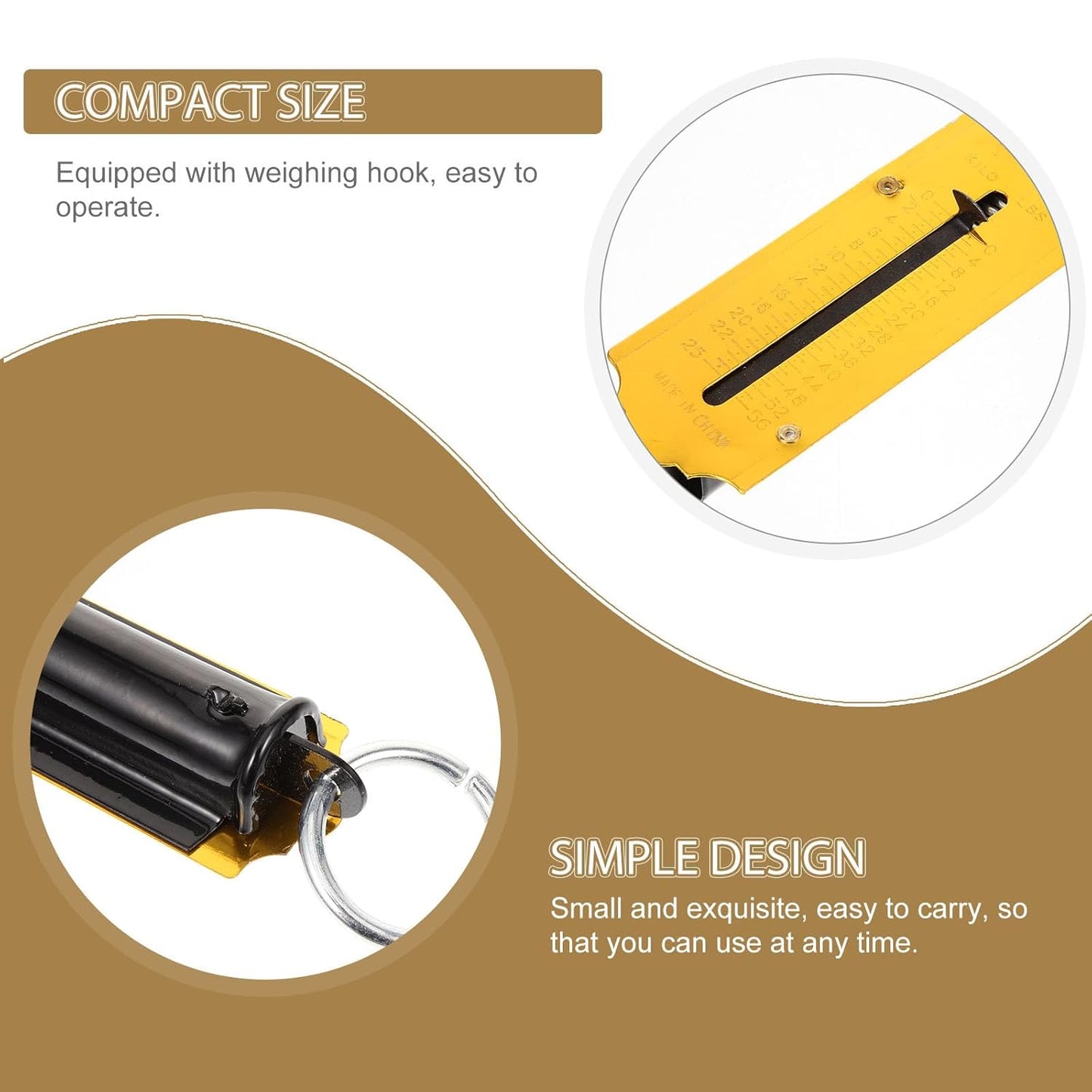 Spring Fish Scale, Portable Fishing Scale with Hook Large Handle Hanging Luggage Handheld Aluminum Tube Weigher