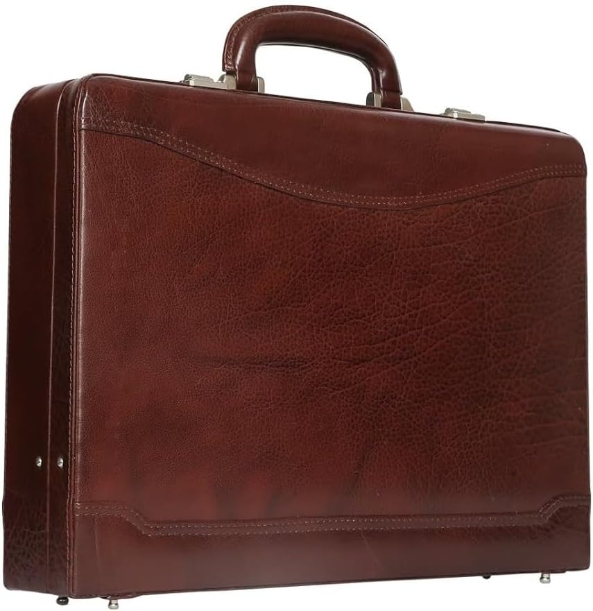 Full Grain Leather Briefcase Attache Case For Unisex Size L17xW3xH12 Inches Briefcase Bag