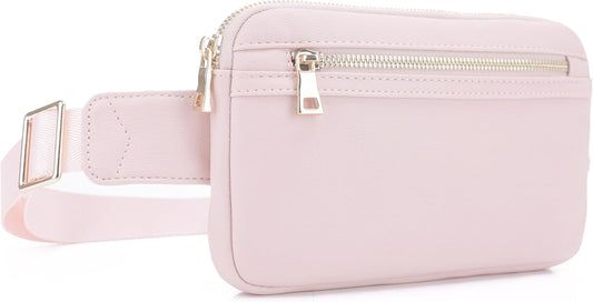 LOVESOME Vegan Leather Everywhere Fashion Waist Bag Fanny Pack Crossbody Bag Belt Bag Sling Bag with Adjustable Strap for Women (Blush)