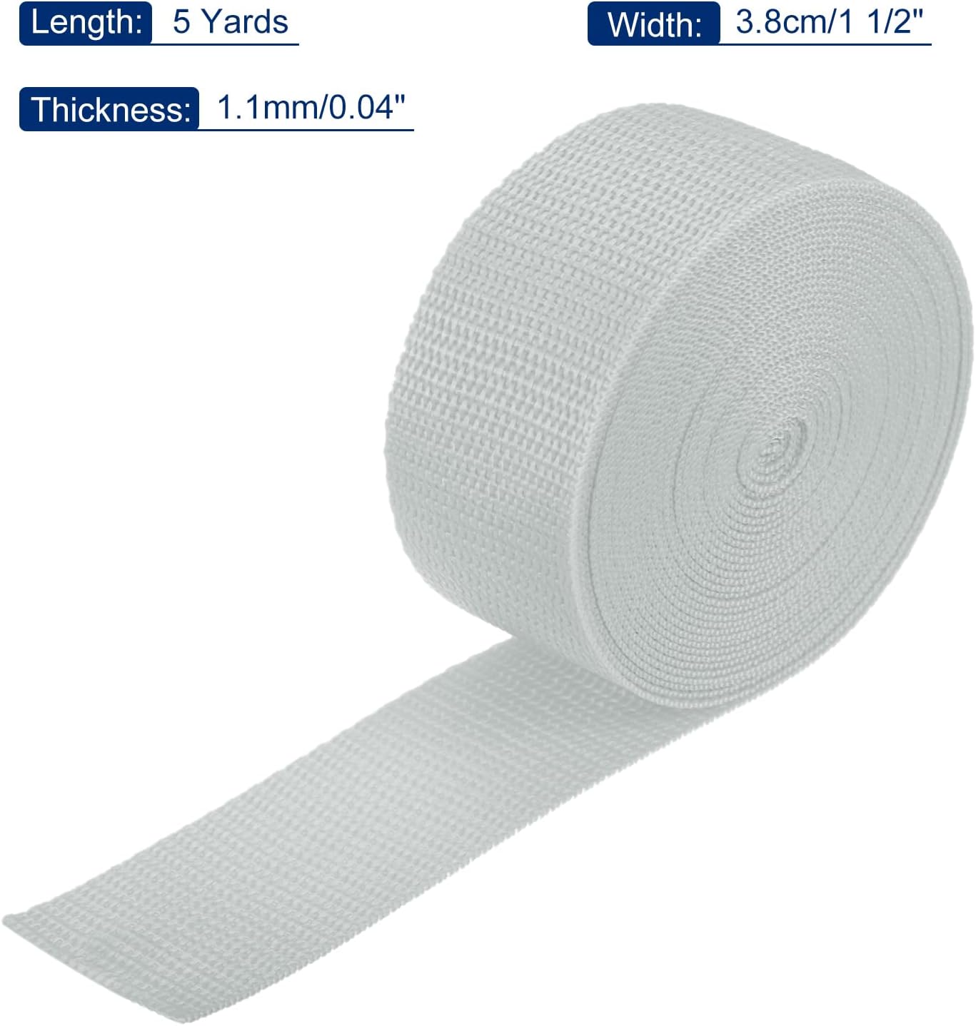 MECCANIXITY Lightweight Polypropylene Webbing Strap 1 1/2" 5 Yard Backpack Strapping Band Light
