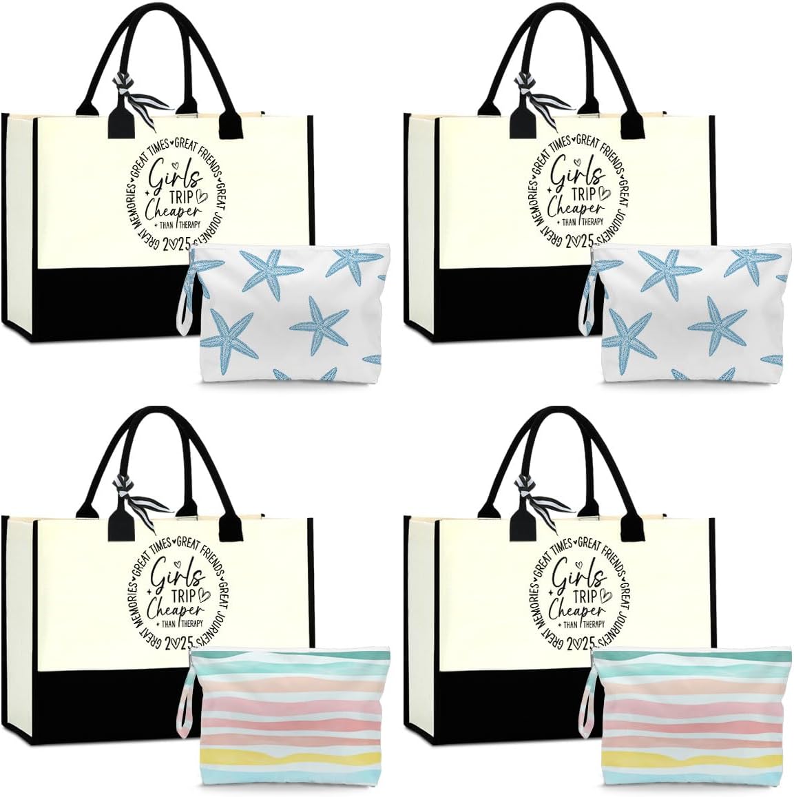 Fokongna Girls Trip 2025 For Women Friend Sister Travel Gifts Canvas Tote Bag Wet Bag for swimsuit Beach Bags Gifts