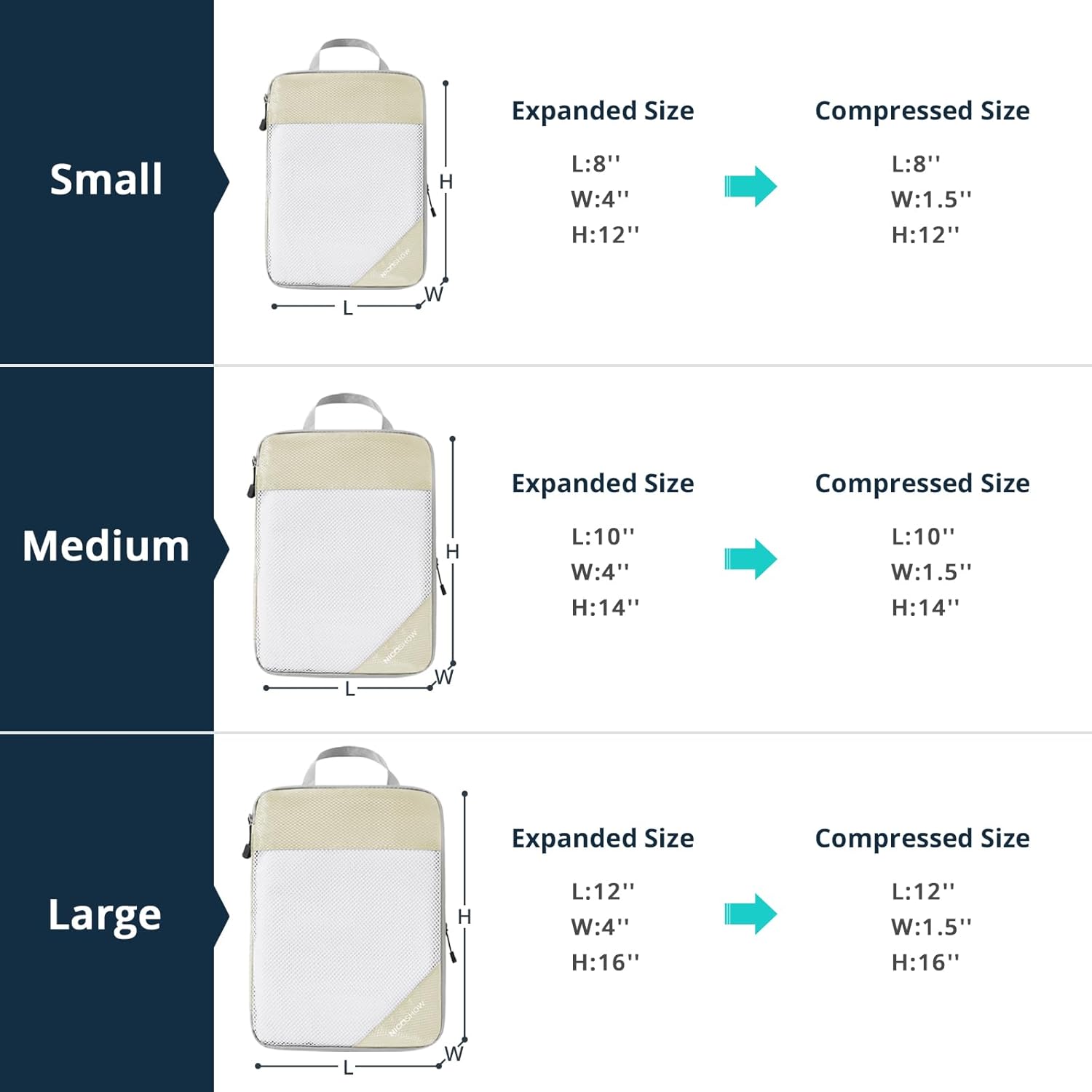 Compression Packing Cubes 6 Set, Compressible Space-Saving Packing Cubes for Travel - Compression