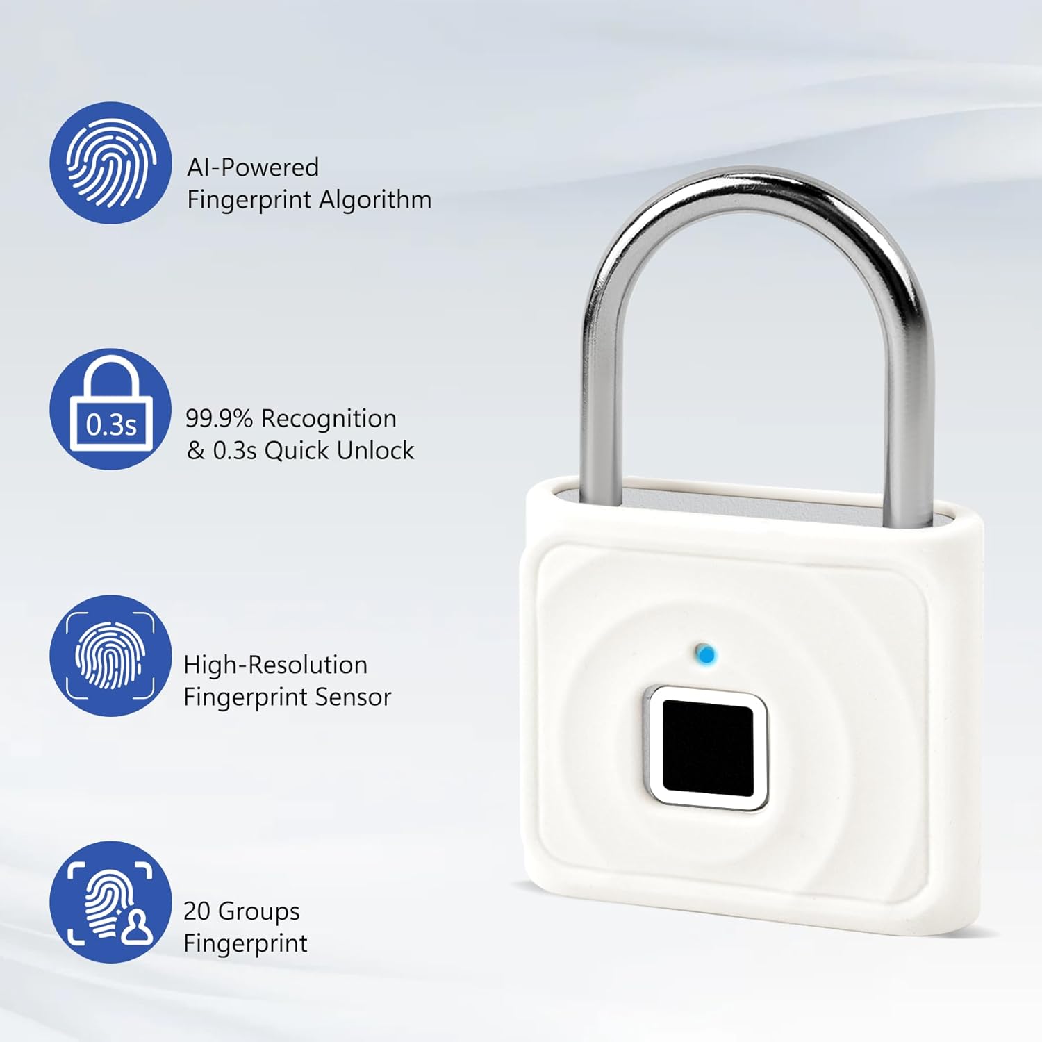 UMIKSMART Biometric Smart Lock, Keyless Fingerprint Padlock with USB Charging, Smart Lock Gift for