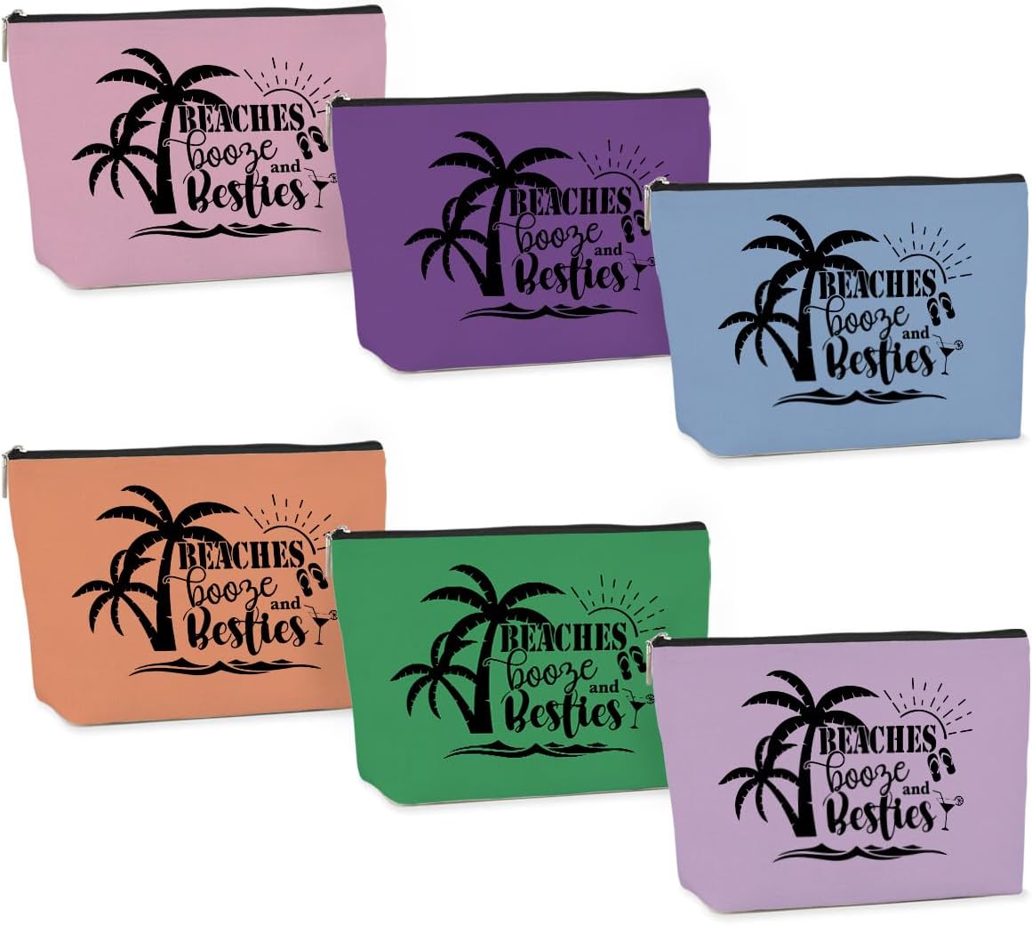 6 PCS Bestie Gifts Girls Weekend Gifts Girls Trip Gifts Favors Makeup Bag Girls Trip Bag for Women Girls Weekend Gifts Ideas for Sister Weekender Bag for Women Cosmetic Bag Vacation Christmas