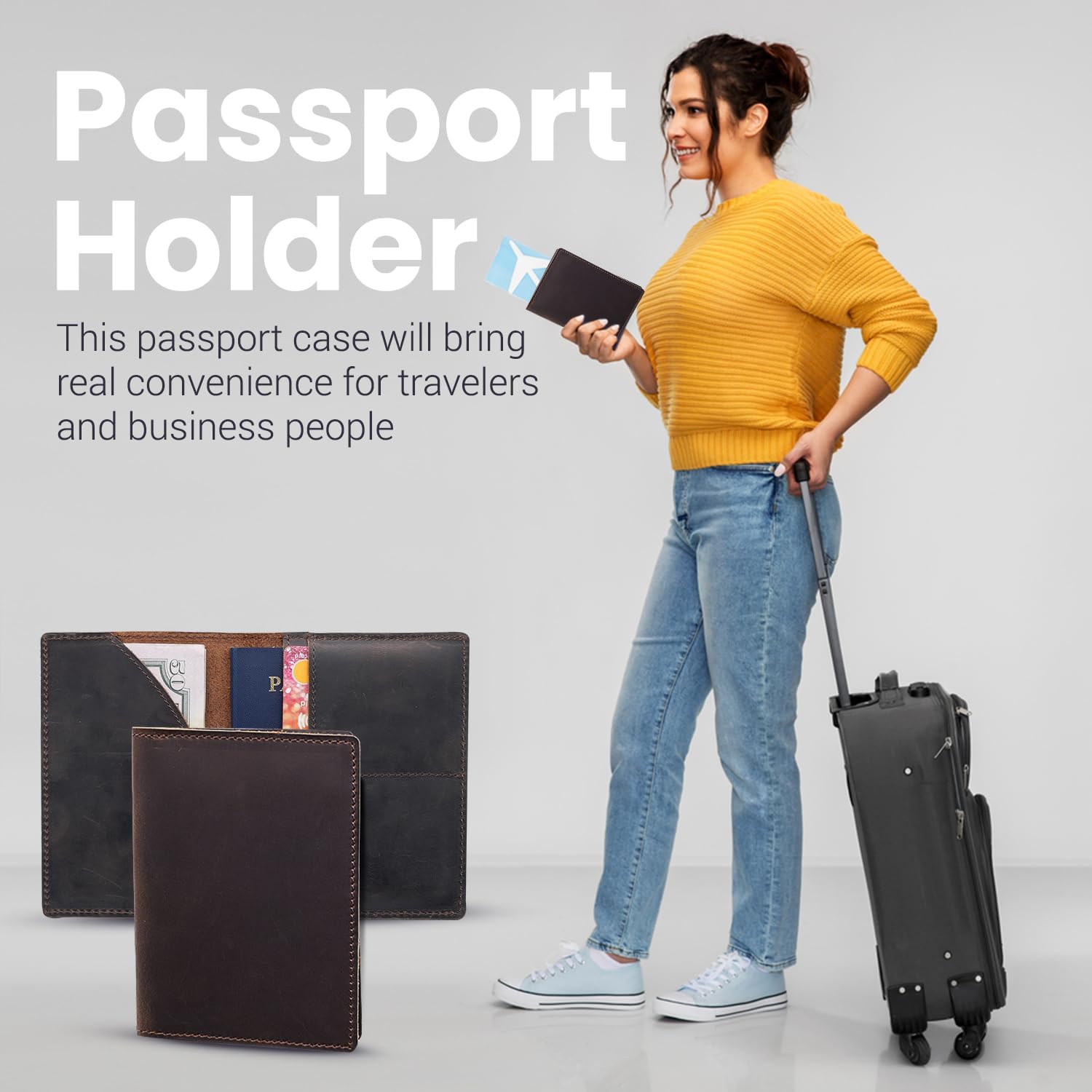 Leather Passport Holder with Travel Wallet, Genuine Leather Passport Cover- Passport Wallet
