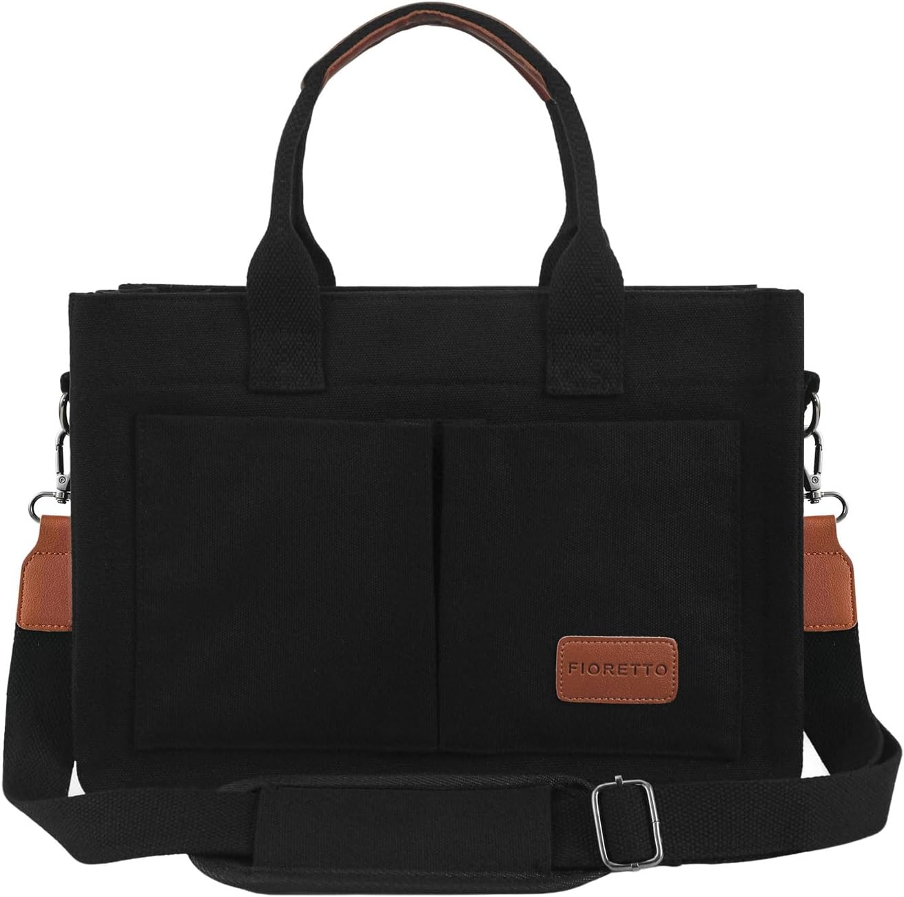 FIORETTO Canvas Tote Bag for Women with Zipper Closure & Individual Compartments for Work College