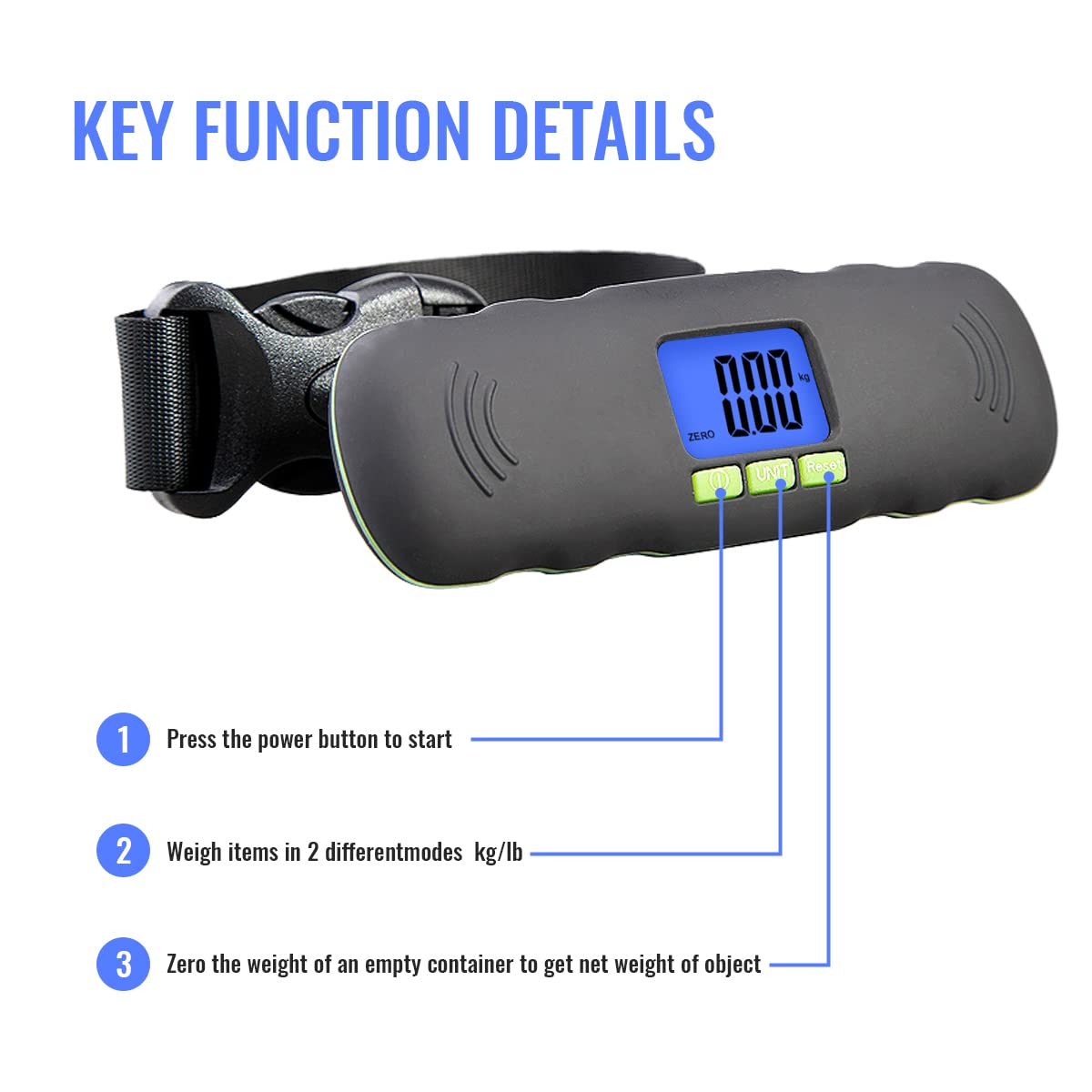 Digital Luggage Scale, 110LB Portable Hanging Baggage Scale with Backlit for Travel,Suitcase Weight Scale with Lock and Hook,Battery Included