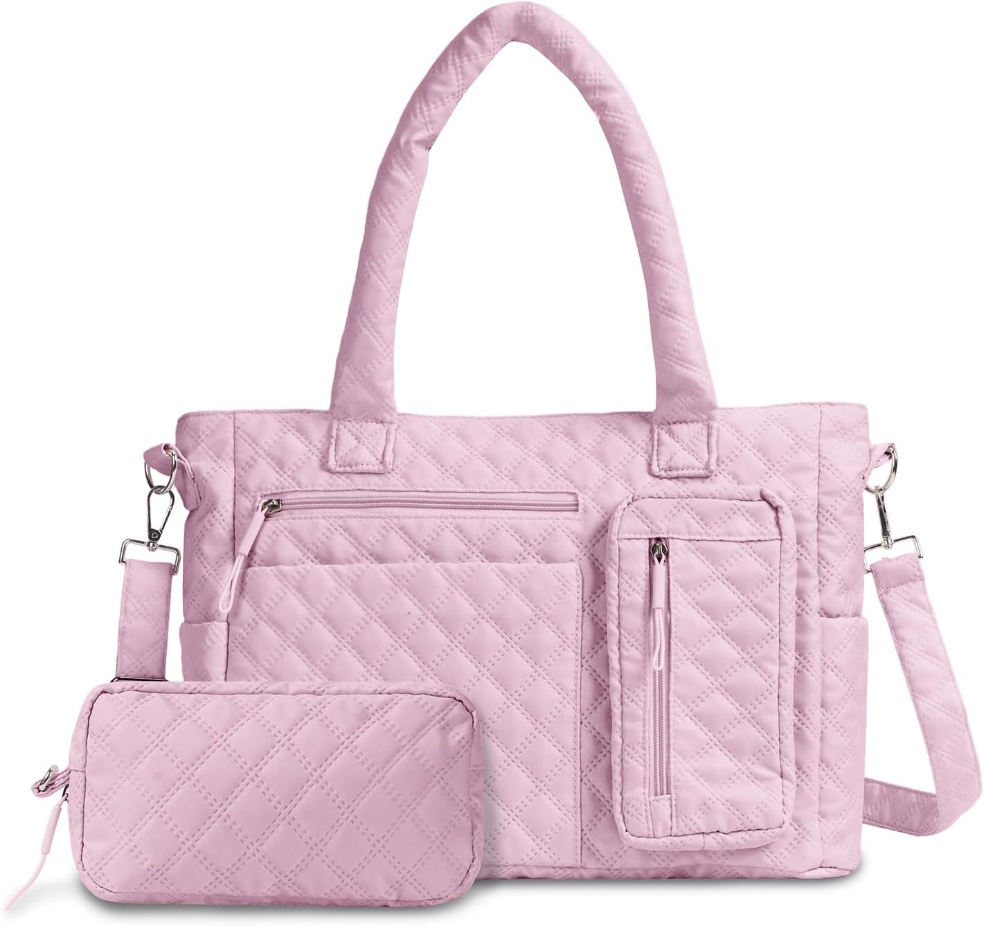 Tote Bag for Women Purses and Weekender Bags Quilted Shoulder Bags 2PCS with Zipper