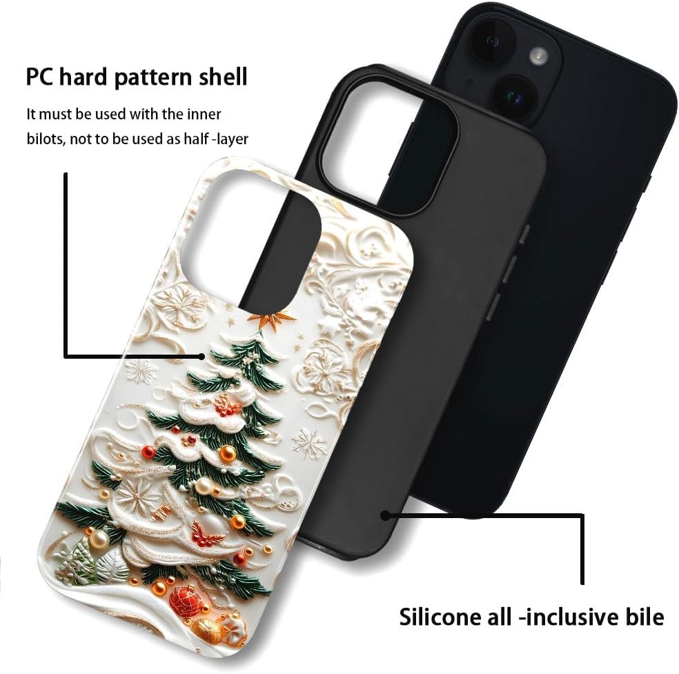 Case for iPhone 14 - Slim Fit Anti-Scratch Phone Case for Girl Women - Christmas Tree Stained Glass (Glossy)