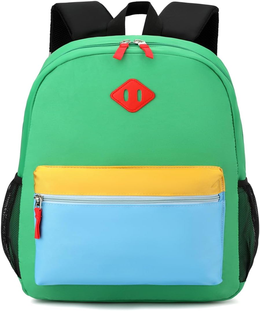 Toddler Backpack,12inch Preschool Backpack for Kids Boys and Girls 2-4 Kindergarten Preschool Bookbag with Chest Buckle (Green Blue, Small)