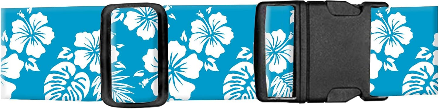 Luggage Straps for Suitcases, Adjustable Travel Belt, Durable Wide Luggage Strap, Cute Suitcase Strap Identifiers with Buckle, Bag Straps for Luggage, Blue White Flowers