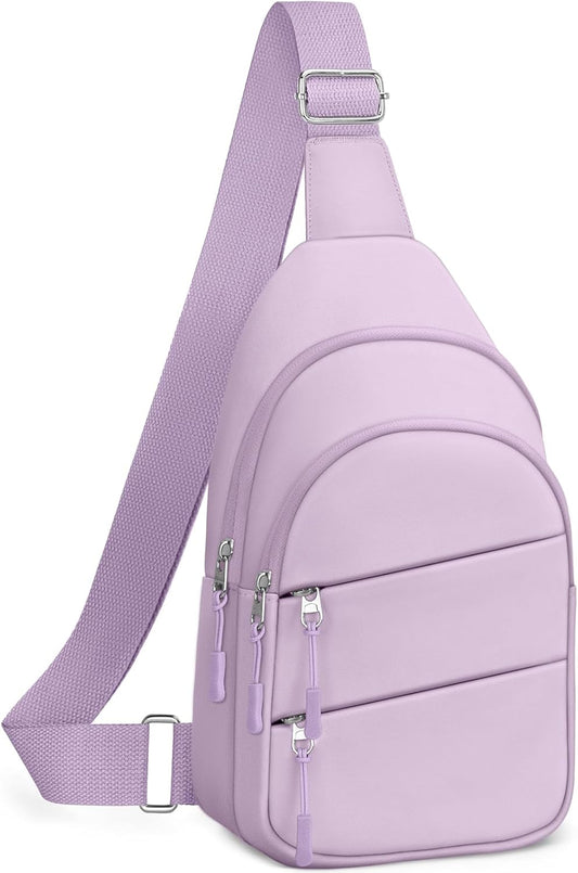 Crossbody Bags for Women, Sling Bag for Men, Small Hiking Backpack Anti Theft Lightweight for Outdoors Travel （M, Violet）