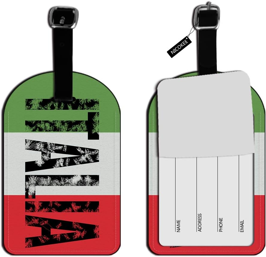 Italia-Italy Italian Flag Luggage Tag Suitcase Carry-On ID Bag Label Travel Accessories Baggage Name Tag - 1 pack