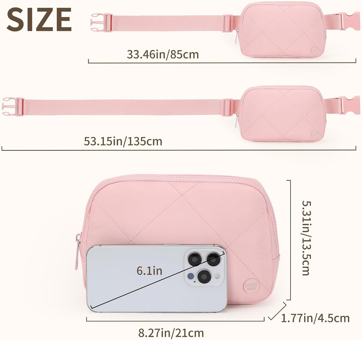 Fanny Packs for Women，Waterproof Belt Bag Bum Bags for Crossbody，Fashion Waist Packs with Adjustable Strap for Traveling, Hiking, Running（Pink）