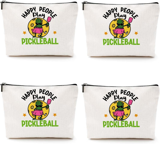 4pcs Funny Pickleball Gifts Makeup Bag, Ball Player Cosmetic Bag Ball Lover with Zipper Pouch Accessories Pickleball Lover Gifts for Girls Women Fans Player Mom Sister Christmas Birthday Gifts