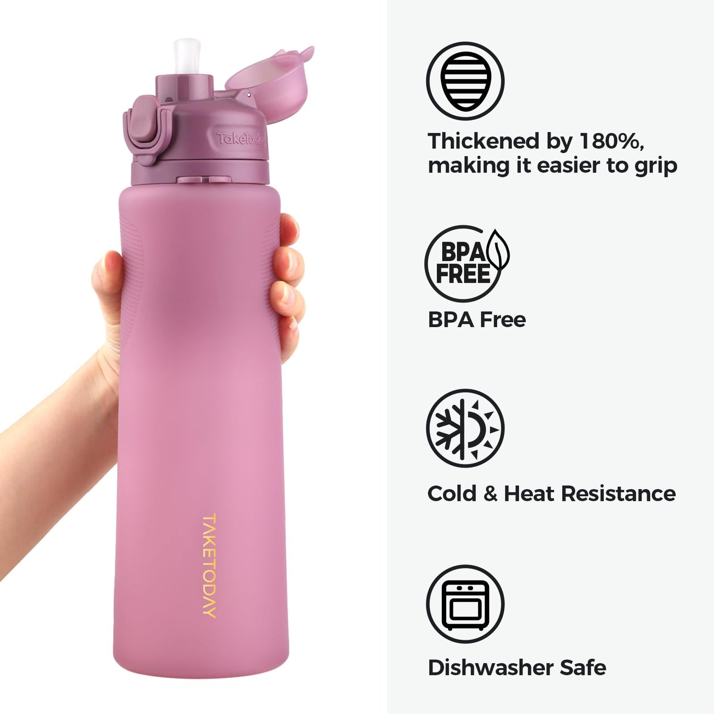 TakeToday Collapsible Water Bottles, Foldable for Travel, 32oz, Purple