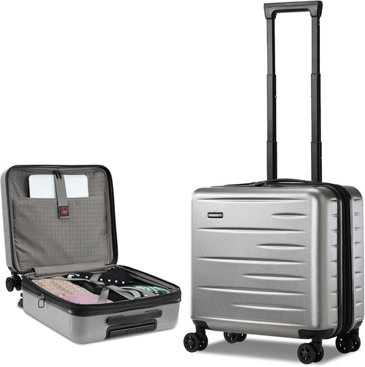 16 Inch Carry On Luggage Airline Approved, Expandable Lightweight ABS+PC Hard Shell Suitcases with 360° Spinner Wheels, TSA Lock, YKK Zippers (Dark Gray, 1 PC)