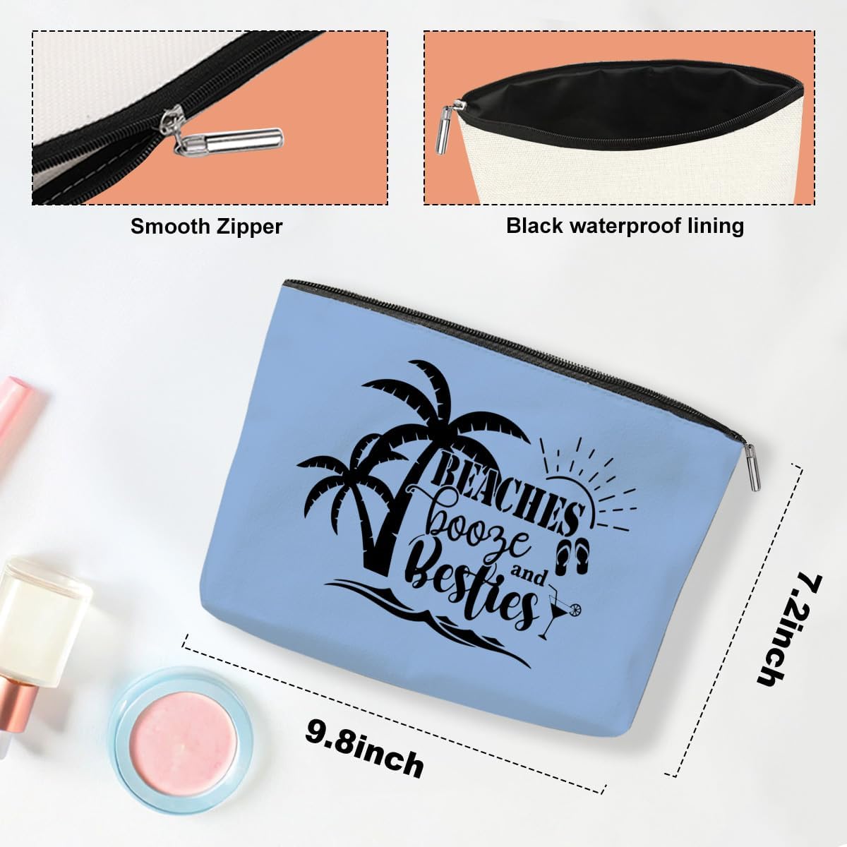 6 PCS Bestie Gifts Girls Weekend Gifts Girls Trip Gifts Favors Makeup Bag Girls Trip Bag for Women Girls Weekend Gifts Ideas for Sister Weekender Bag for Women Cosmetic Bag Vacation Christmas