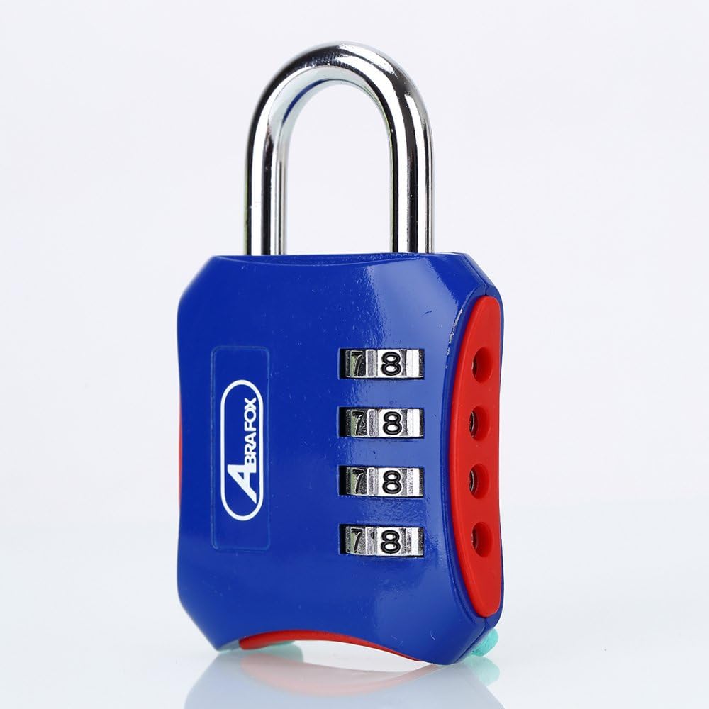 ABRAFOX Padlocks, Heavy Duty 4-Digit Re-settable Combination Codes Locks, Luggage Locks for Gym