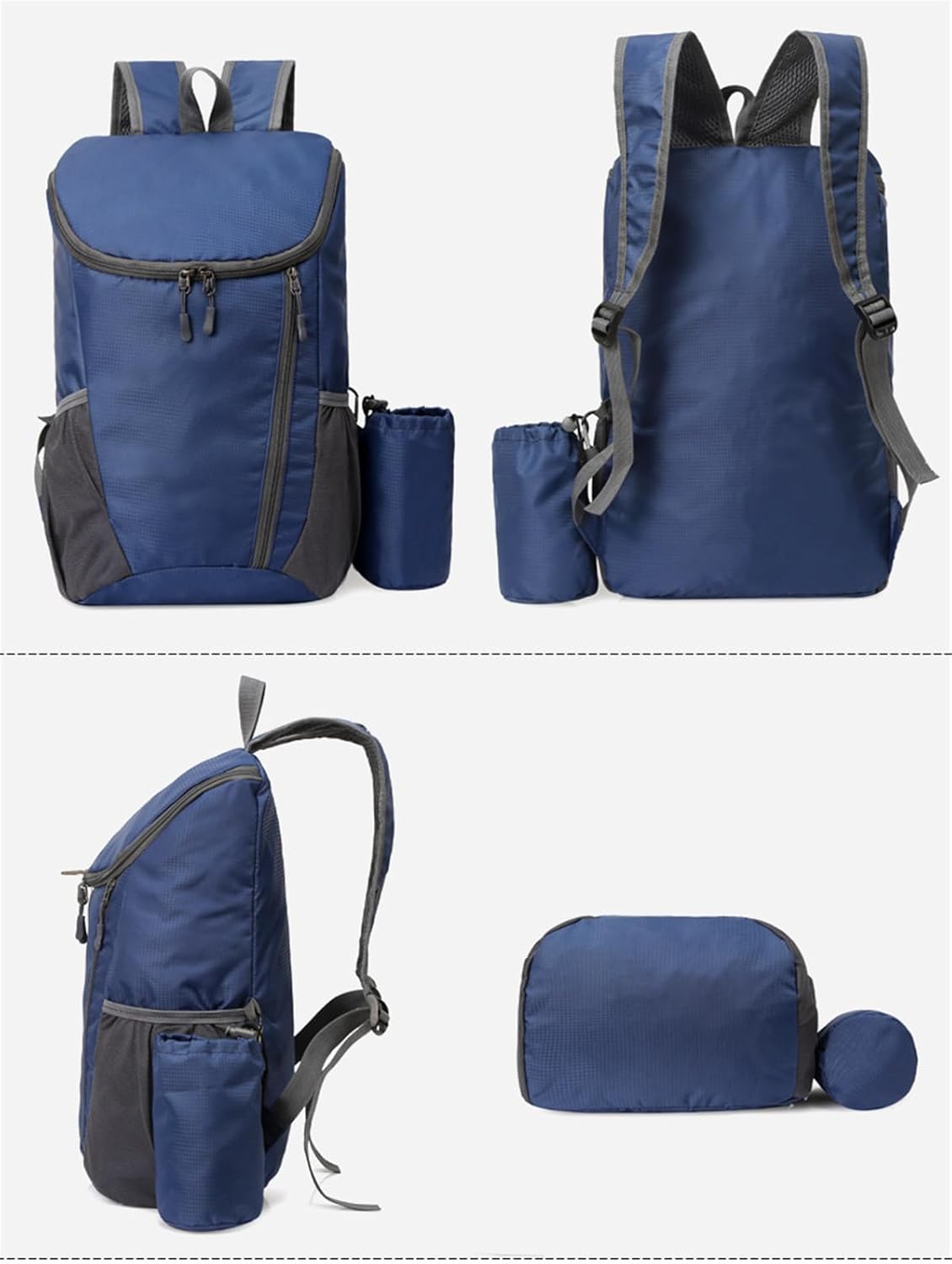 Portable Foldable Backpack Folding Mountaineering Bag, Ultralight Outdoor Cycling Rucksack, Travel Hiking Knapsack (Dark Blue)