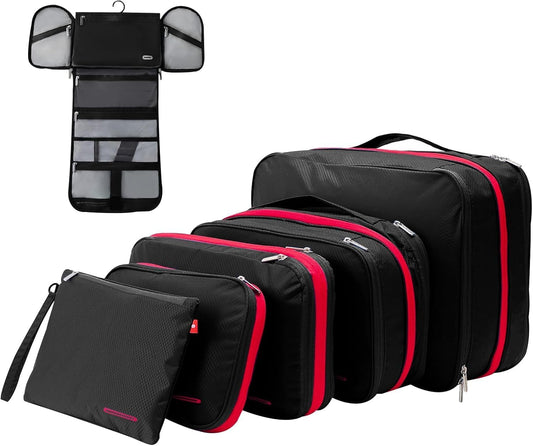 Bee Nesting BeeNesting Waterproof Compression Packing Cubes 5/6/8 sets, Large Travel Packing organizers for Carry on Luggage, 2 Sides Expandable Storage Bags