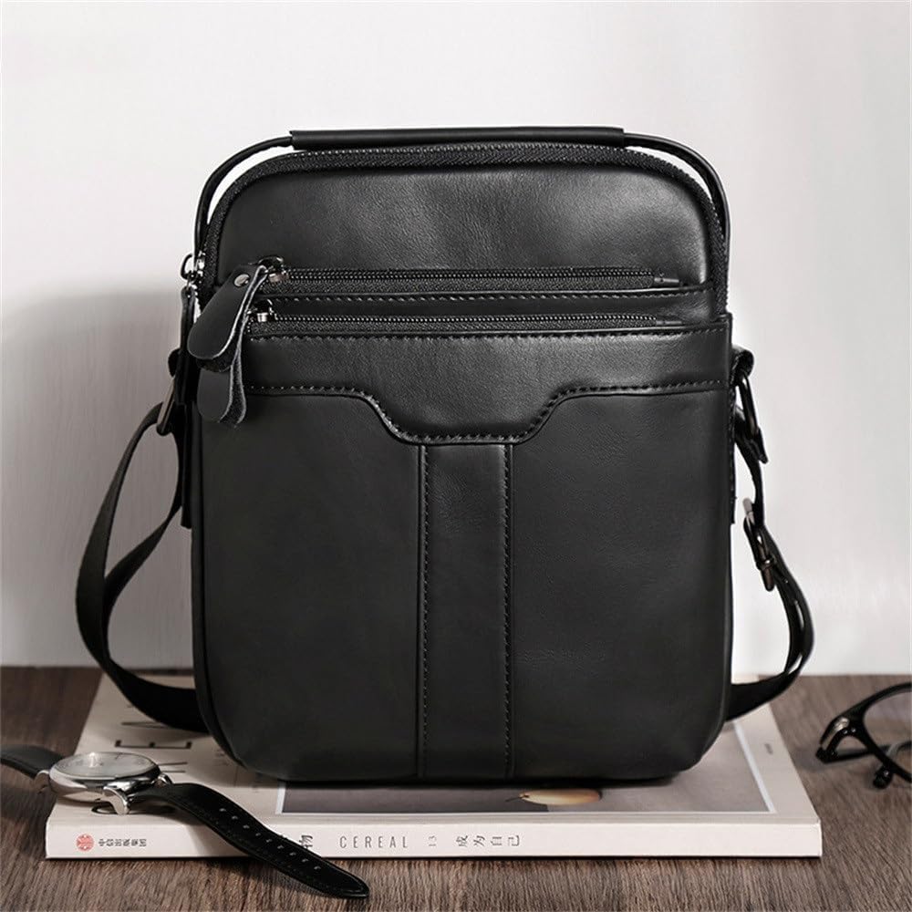 Men's Genuine Leather Crossbody Bag, Business Casual Handbag for Daily Use, Compact Messenger Shoulder Purse