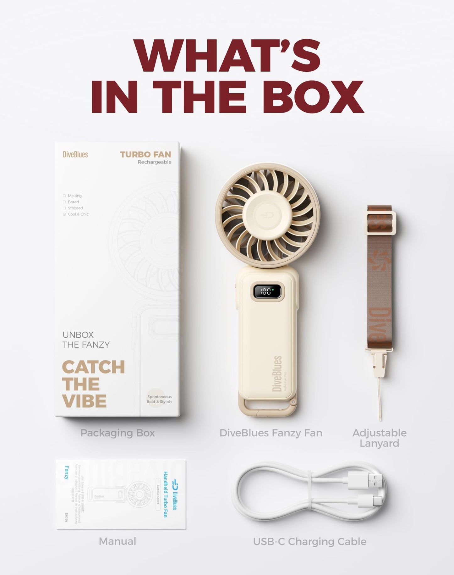 Diveblues Portable Handheld Fan D6036 Cream