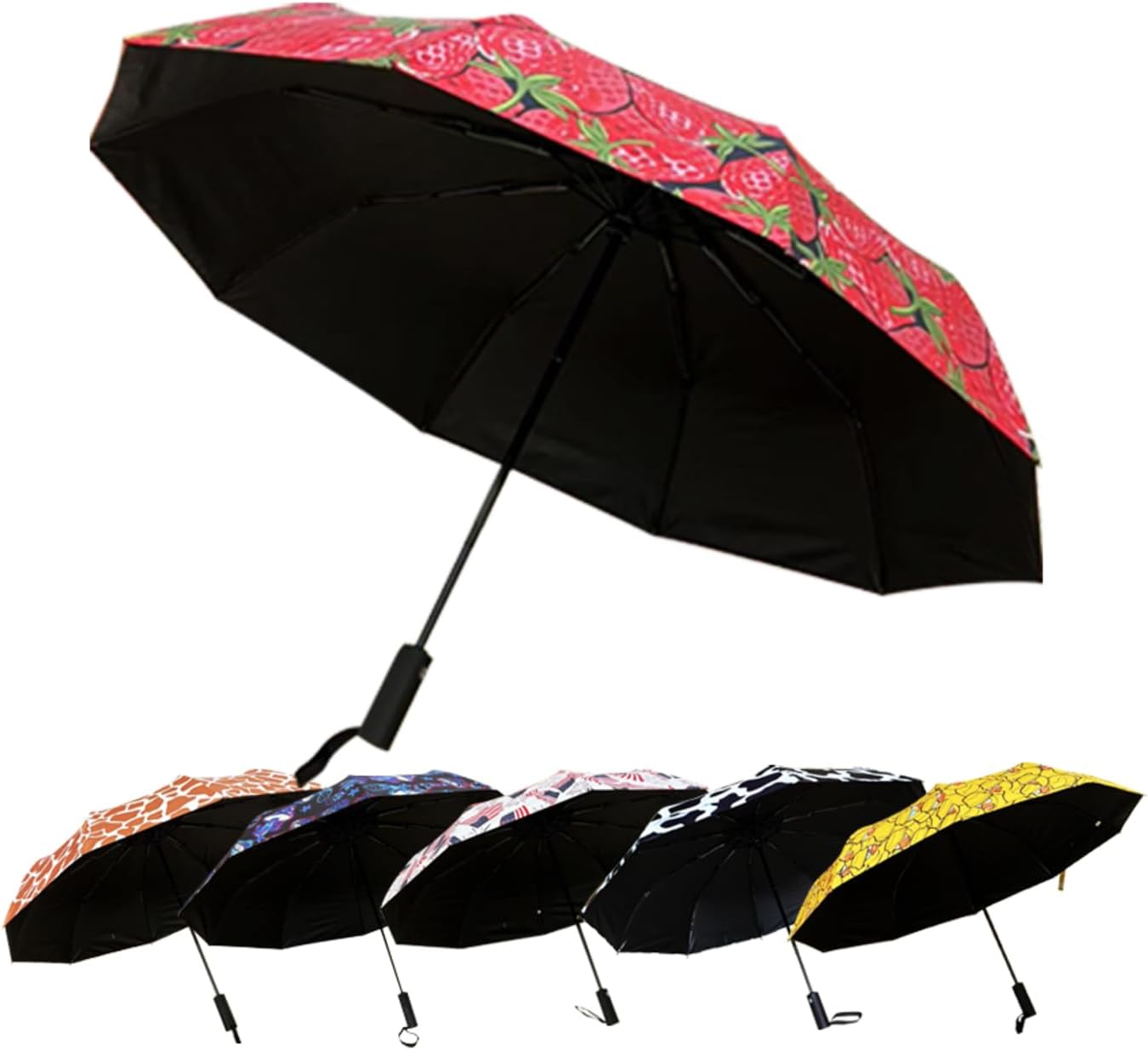 Windproof Travel Automatic Umbrella, 10 Ribs, Rainproof Foldable, Uv-Resistant, Portable