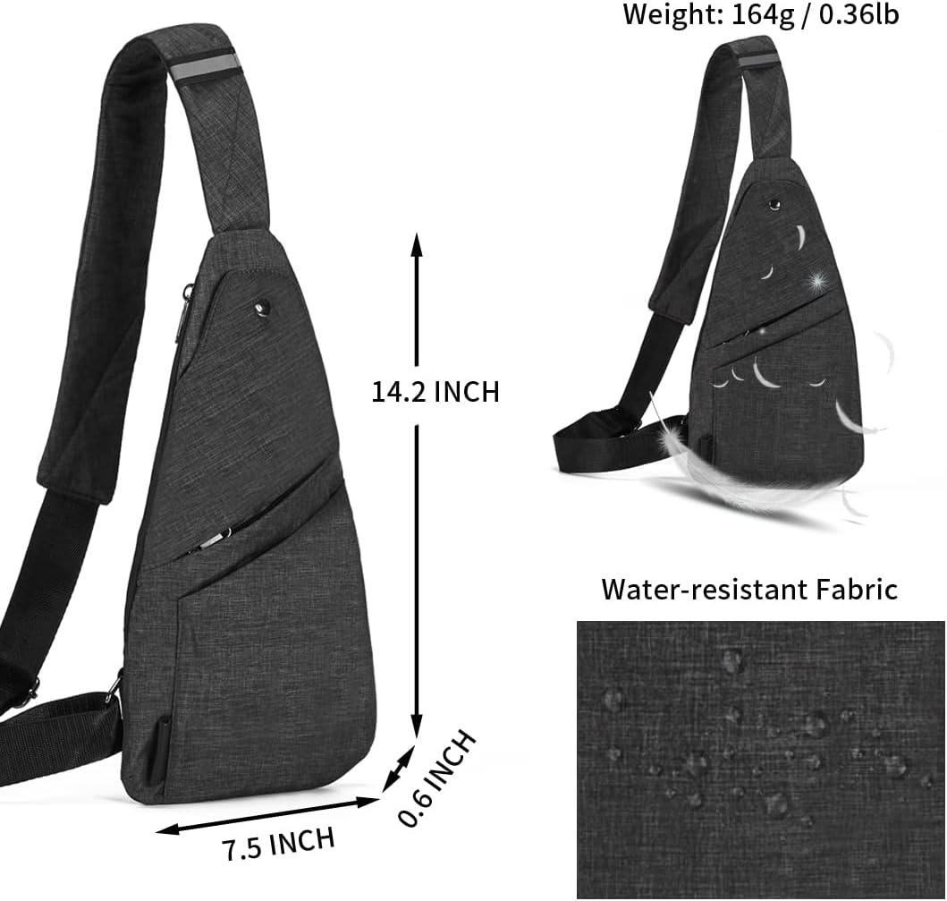 Seoky Rop Slim Sling Bag Small Ultra Thin Water Resistance Crossbody Chest Shoulder Backpack
