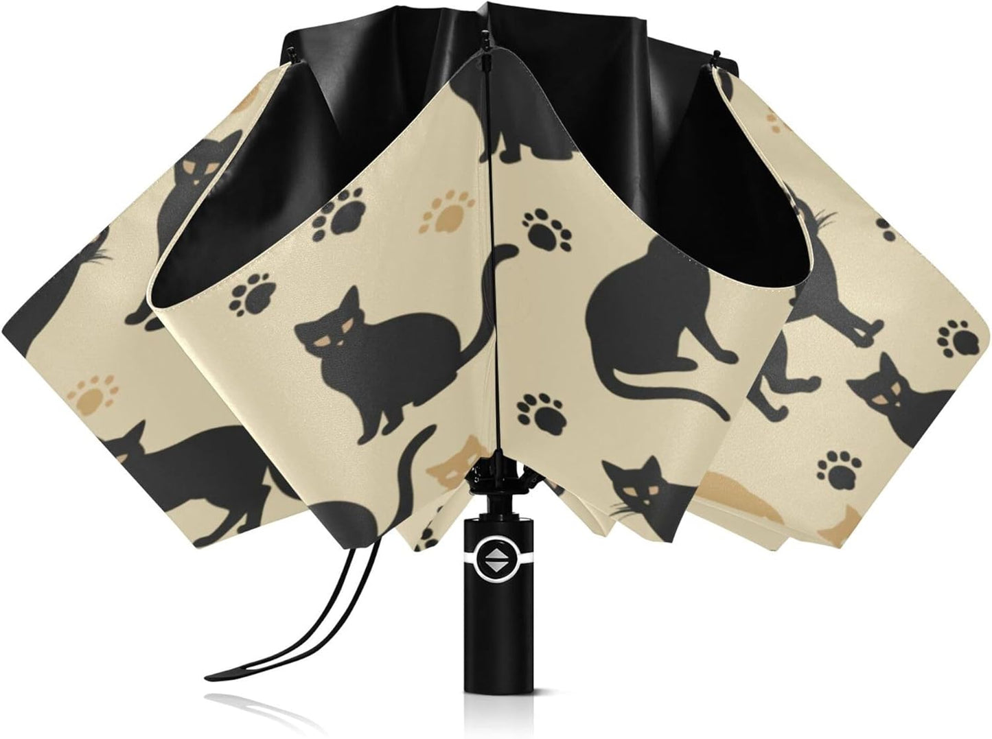 Automatic Folding Umbrella Windproof Strong, UV Protection Compact Black Gothic Moon Spider Webs and Bats Sun Rain Sun Rain Travel Umbrellas for Women Men