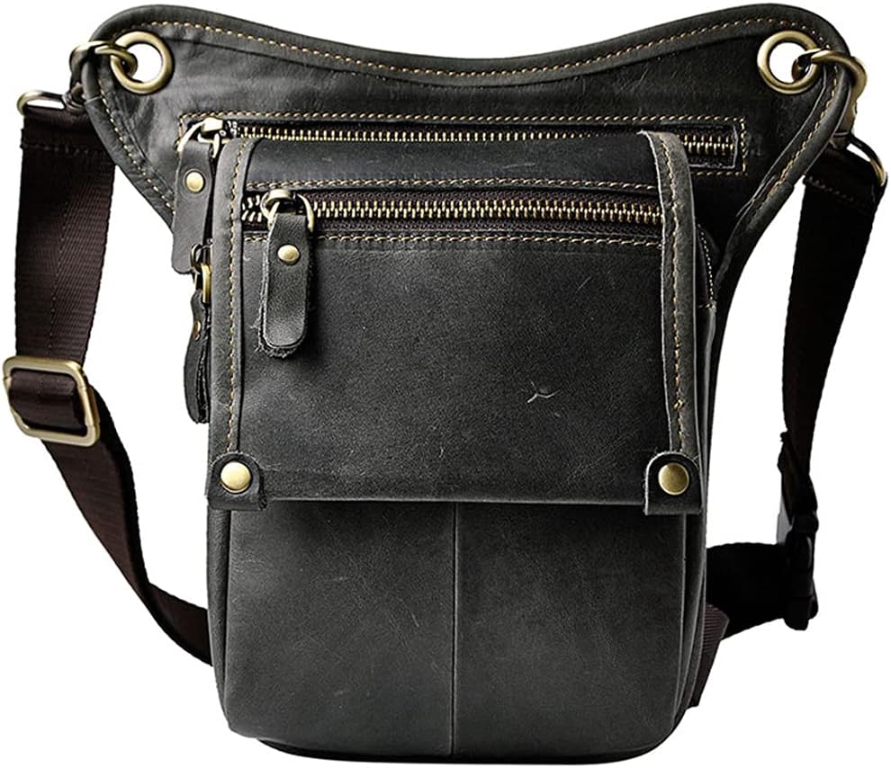 Leather Waist Pack Drop Leg Bag for Men Women Belt Bumbag Multi-Purpose Motorcycle Bike Outdoor