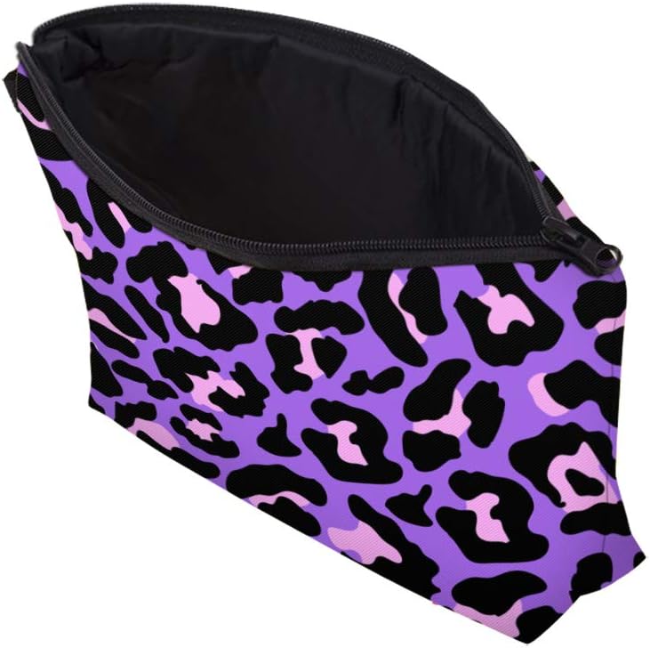 Cute Travel Makeup Bag Cosmetic Bag Small Pouch Gift for Women (Cheetah Print Purple)