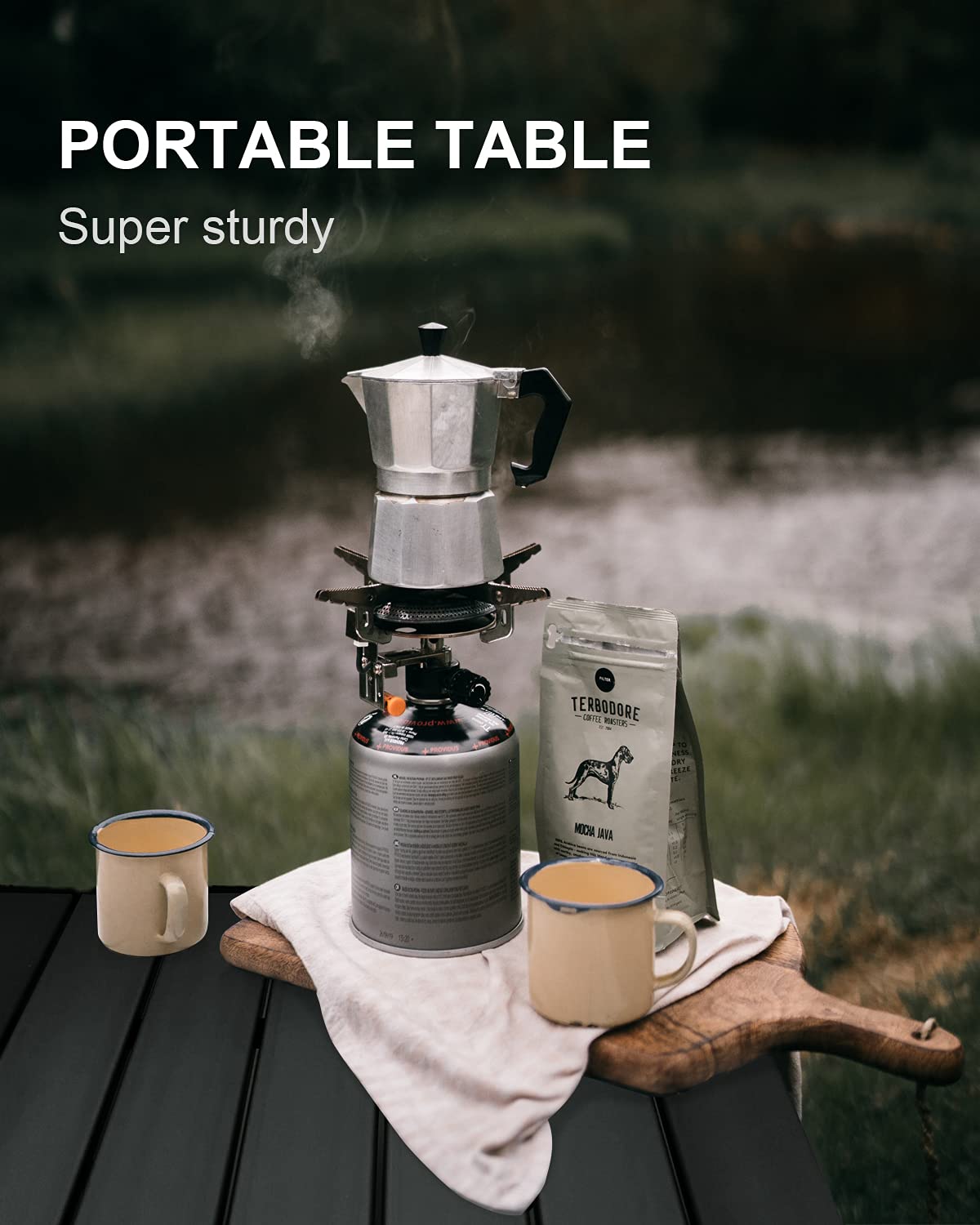 MSSOHKAN Camping Table Folding Portable Camp Side Table Aluminum Lightweight Carry Bag Beach